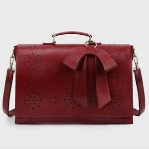 Red Ecosusi Leather Laptop Bag